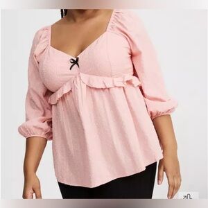 Torrid Light Pink V-Neck Babydoll Top Size 1X